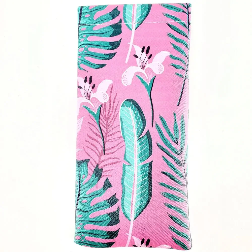 NEW Tropical Floral Pink Eyeglass Sunglasses Pouch Case